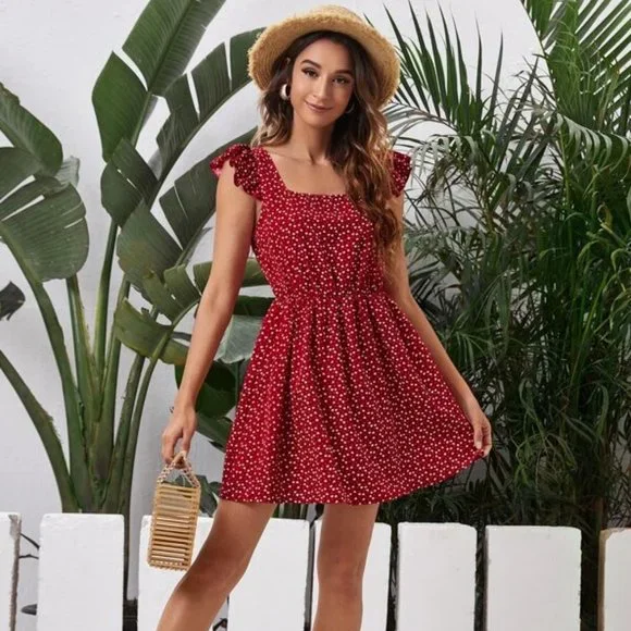 shein red heart dress SHEIN Curve Red White Heart Dress 4XL Off Shoulder Long Sleeve